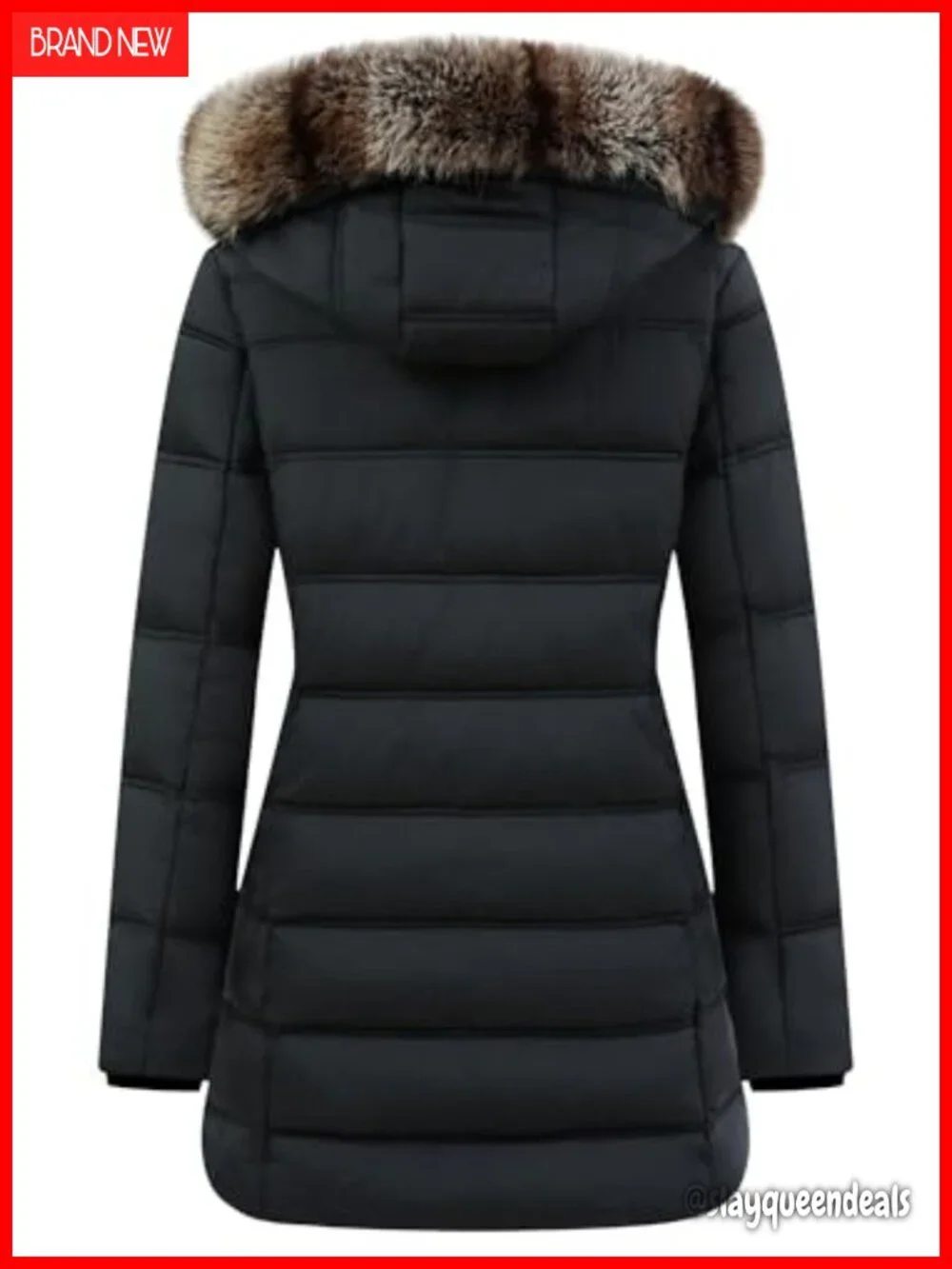 Women's Waterproof Long Puffer Jacket with Detachable Hood